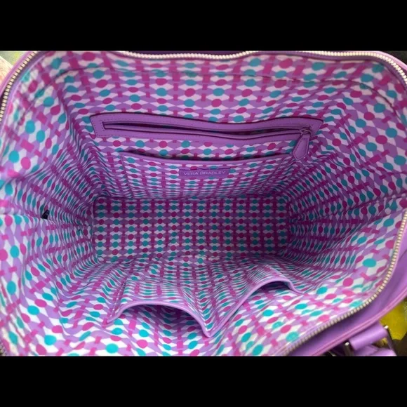 Vera Bradley Tote, Purse, Wallet Set Lavender Purple Leather Vacation Beach - Picture 7 of 9